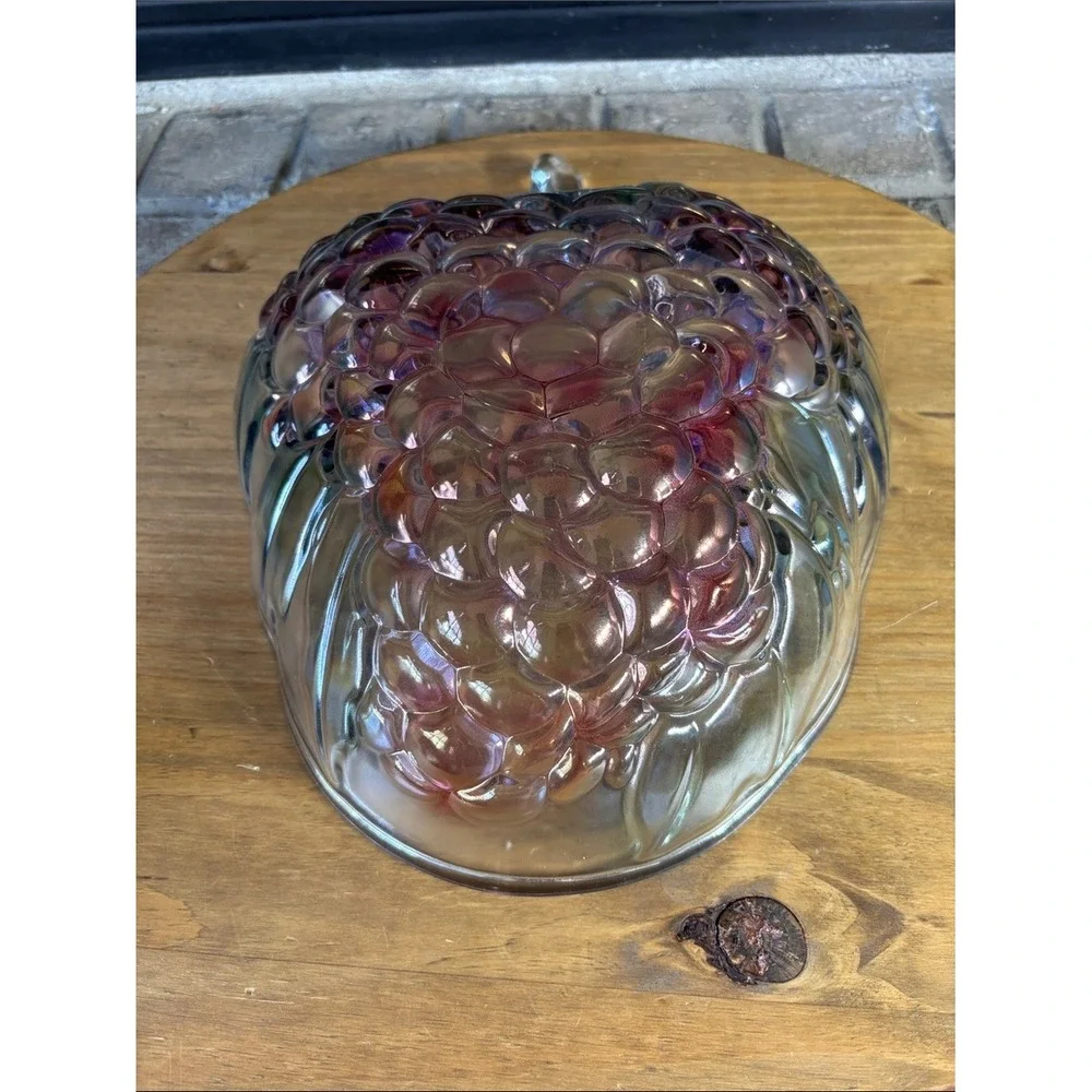 Vintage Indiana Glass‎ 3 Piece Rainbow Mist Grape Pattern Salad Cluster Bowl Set